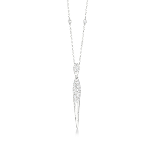 18K White Gold White Diamond Pendant Necklace