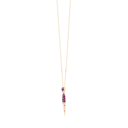 Necklace With Ruby And Diamond In 18K Yellow Gold And Black Rhodium