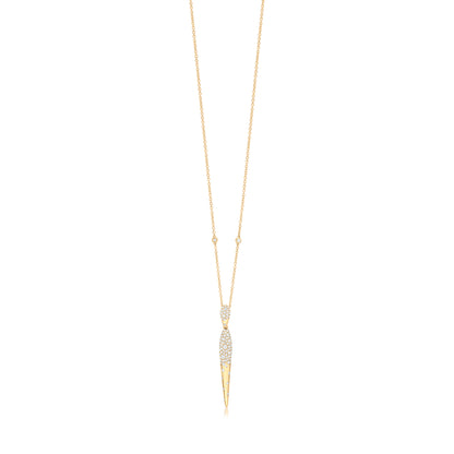 18K Yellow Gold White Diamond Pendant Necklace