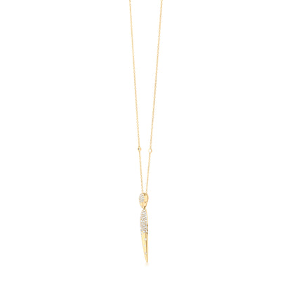 18K Yellow Gold White Diamond Pendant Necklace