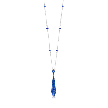 Necklace With Sapphire,Tanzanite And Diamond In 18K White Gold And Blue Rhodium