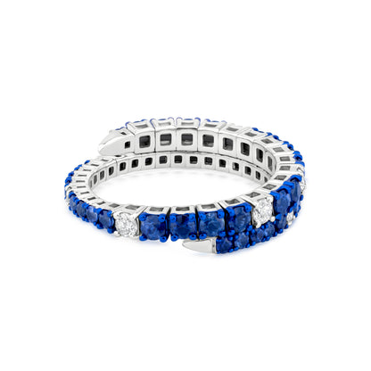 Staggered Diamond and Sapphire 18K White Gold Ring