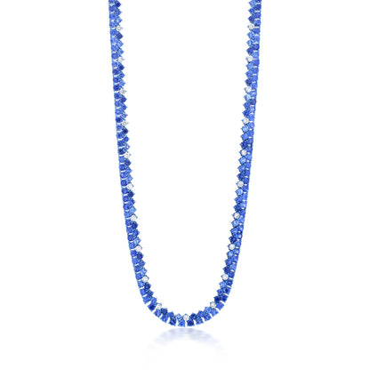 Necklace With Sapphire And Diamond In 18K Gold And Blue Rhodium