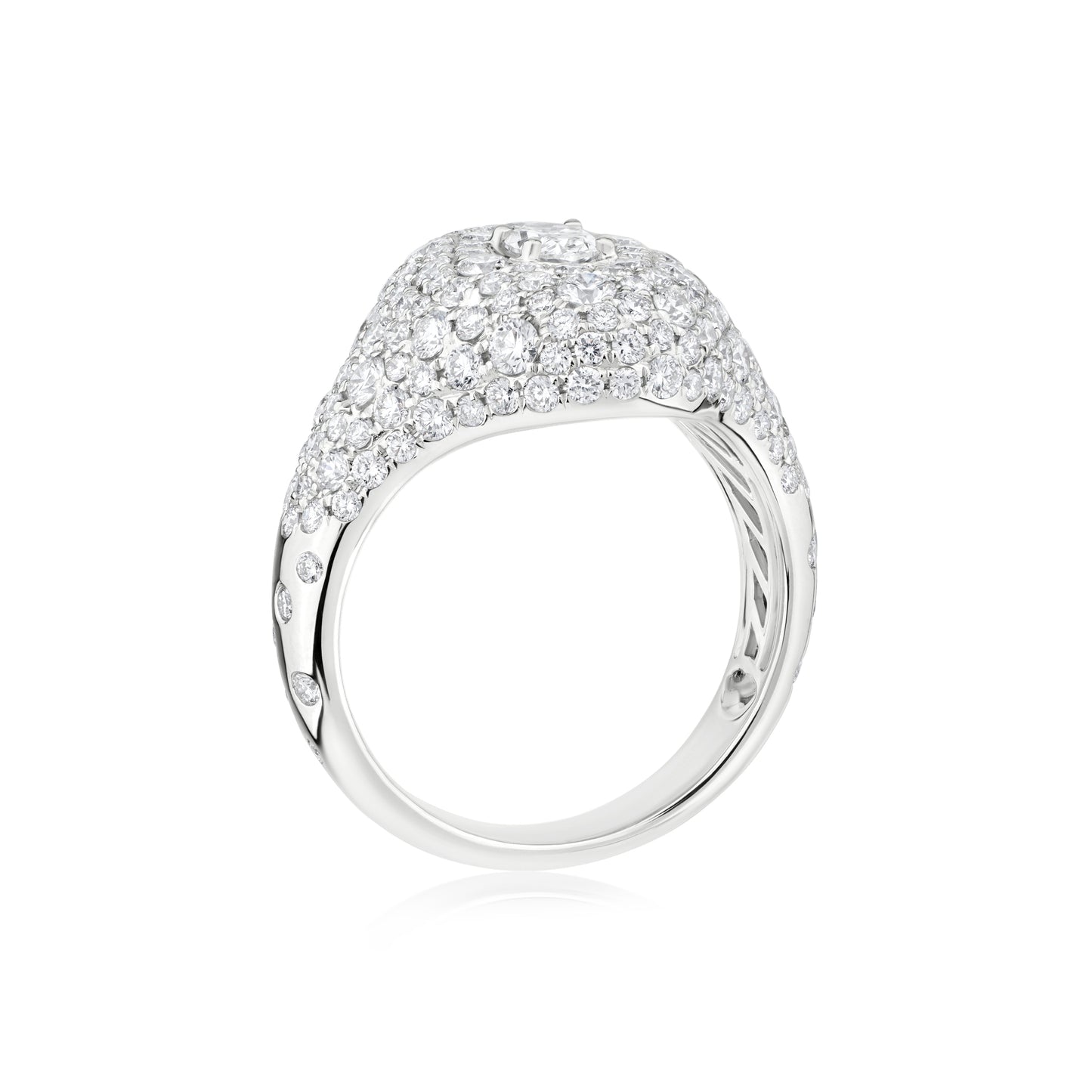 18K White Gold White Diamond Cluster Ring