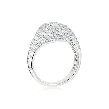 18K White Gold White Diamond Cluster Ring