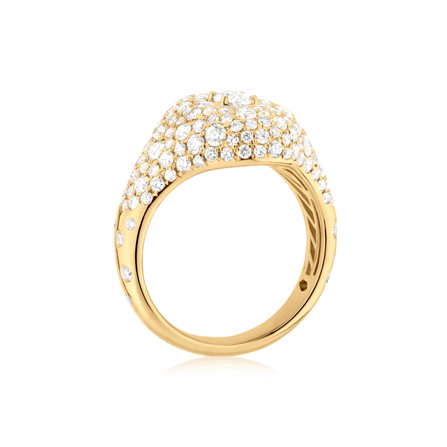 18K Yellow Gold White Diamond Cluster Ring