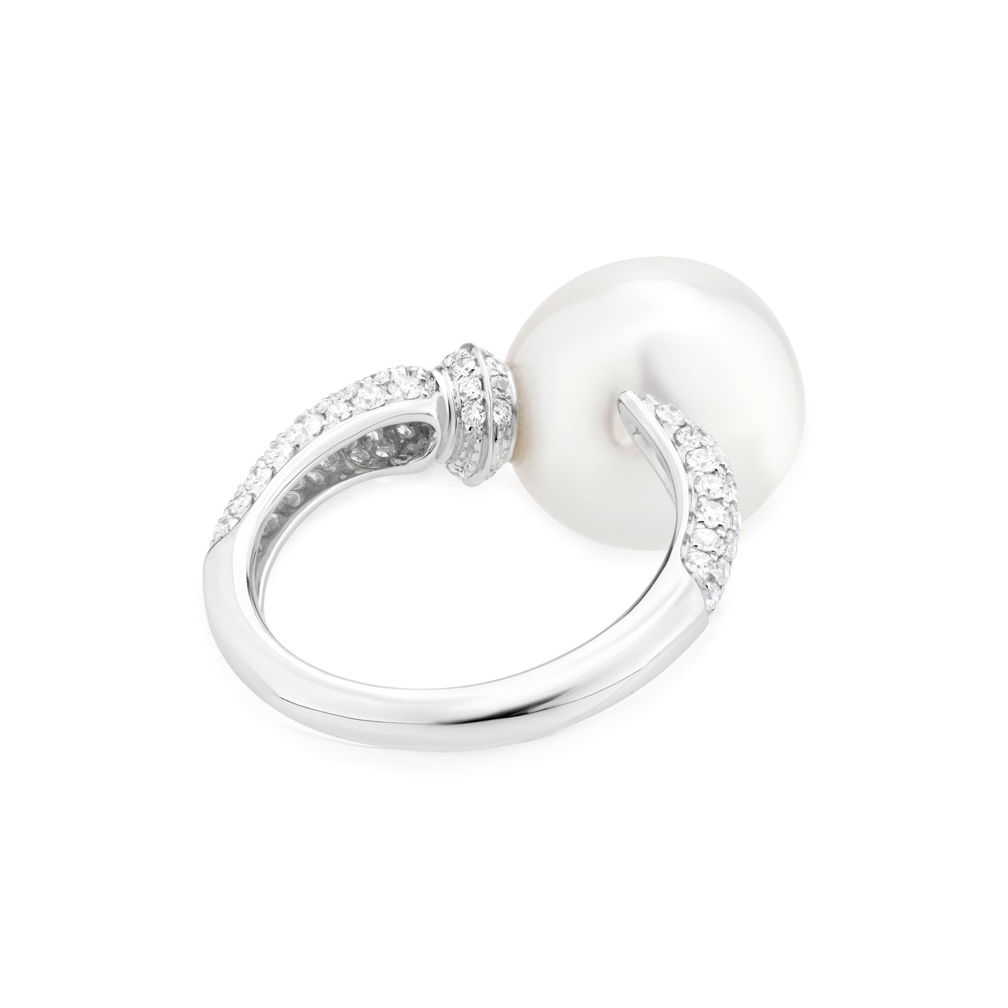 Ring With Pearl And Diamond 18K White Gold