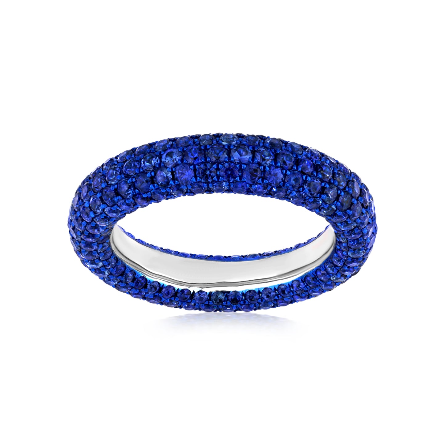 Ring With Sapphire In 18K White Gold And Blue Rhodium