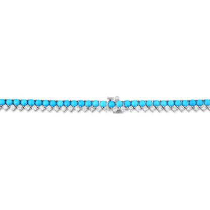 Dual Row Necklace With Turquoise And Diamond In 18K White Gold