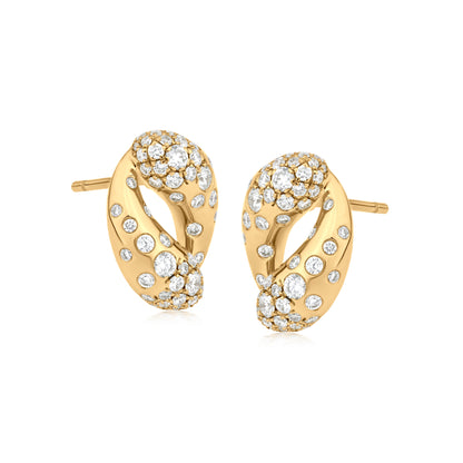 Oval Loop Earring With Diamond In 18K Yellow Gold