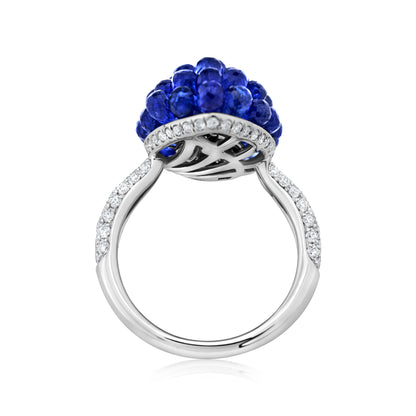 Oval Cluster Ring With Sapphire And Diamond In 18K White Gold