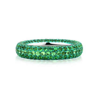 Ring With Tsavorite In 18K White Gold And Green Rhodium