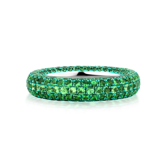 Ring With Tsavorite In 18K White Gold And Green Rhodium